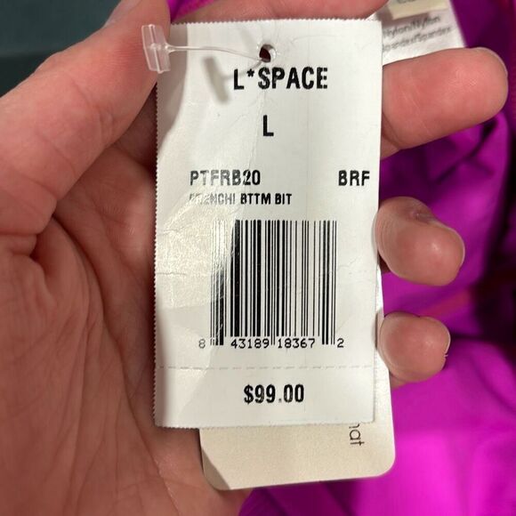 L*Space Hot Pink High Rise Bitsy Cut Bikini Bottoms Sz Large NWT 4 - Picture 4 of 4